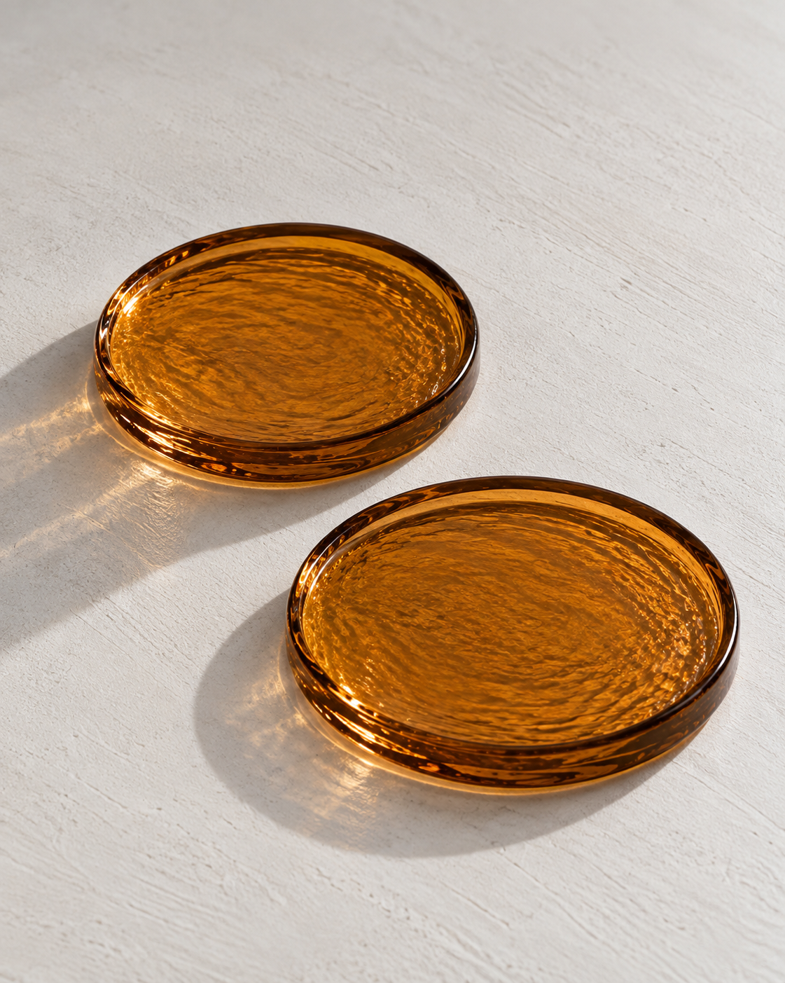 Hand-Hammered Glass Slab Coasters | Set of 2
