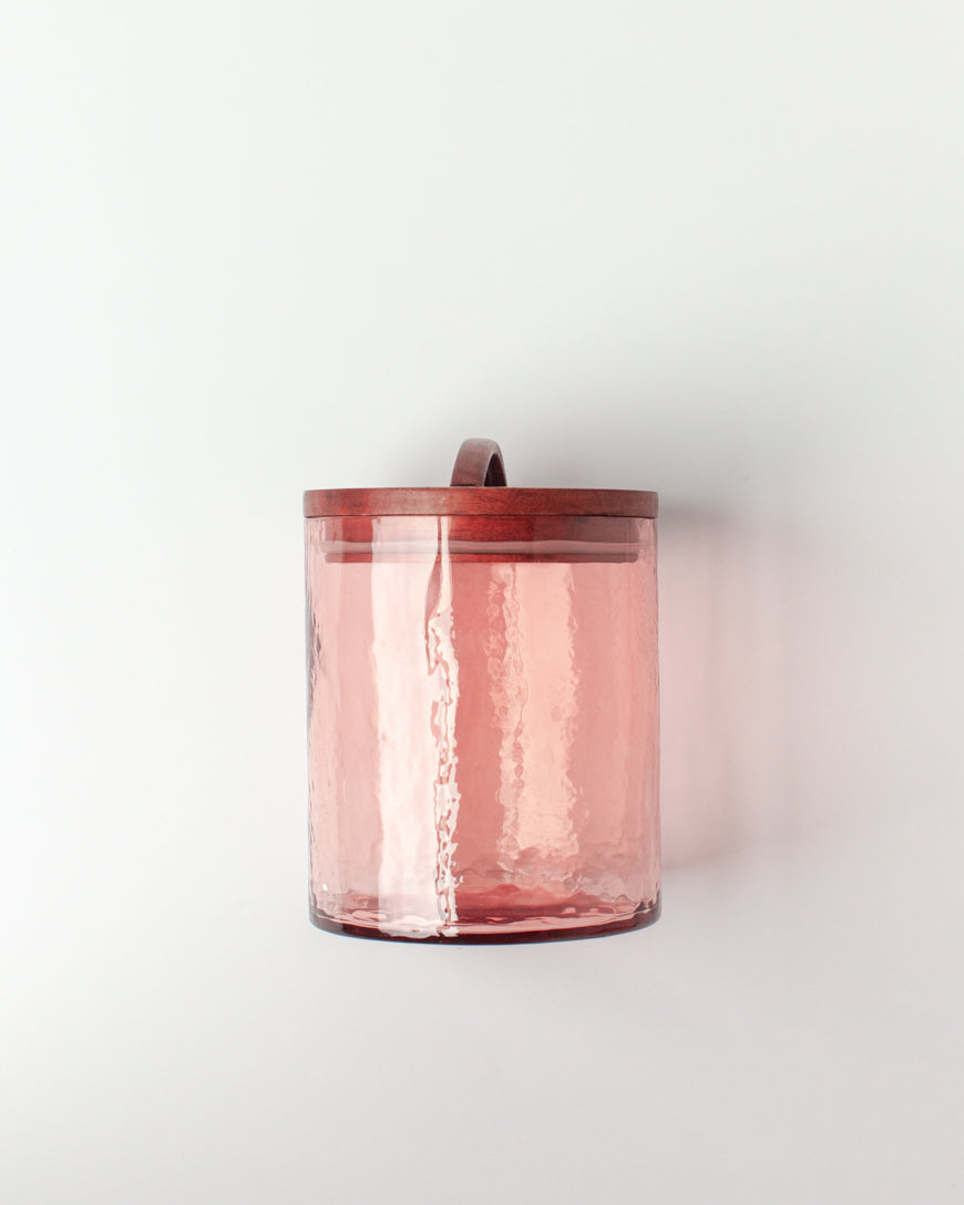 Medium Hammered Glass Canisters with Wood Lid