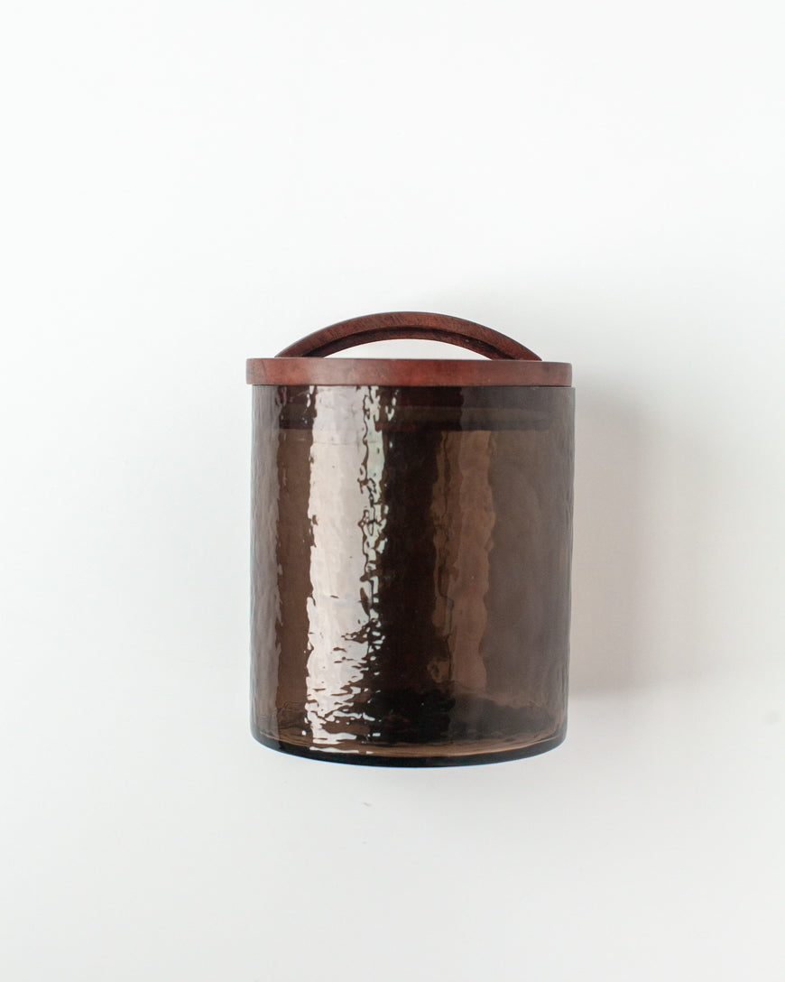 Medium Hammered Glass Canisters with Wood Lid