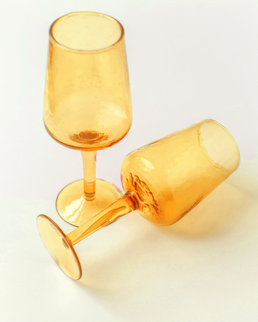 Handblown Hammered Wine Glasses | Set of 2