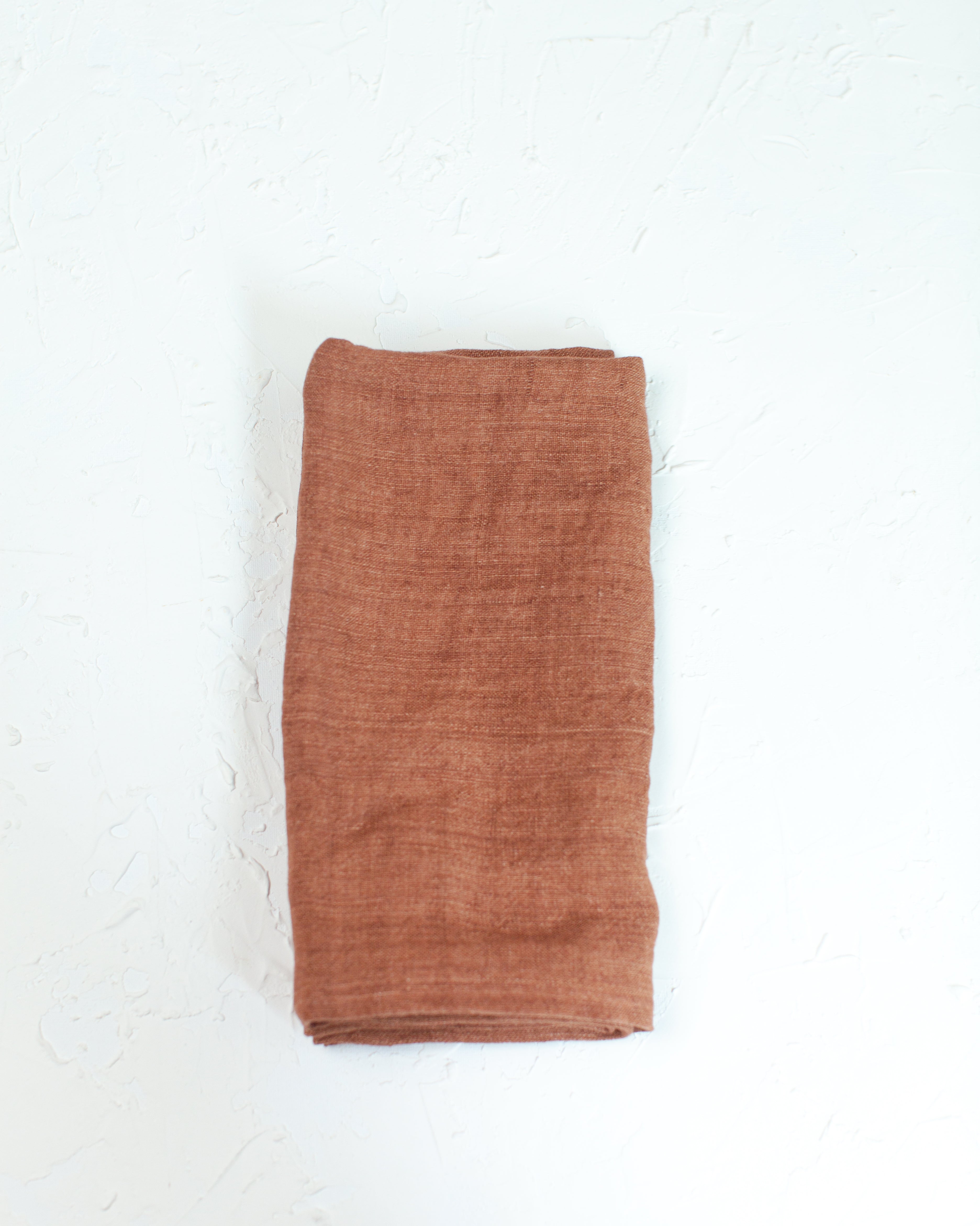 terracotta stone washed linen hemmed napkin
