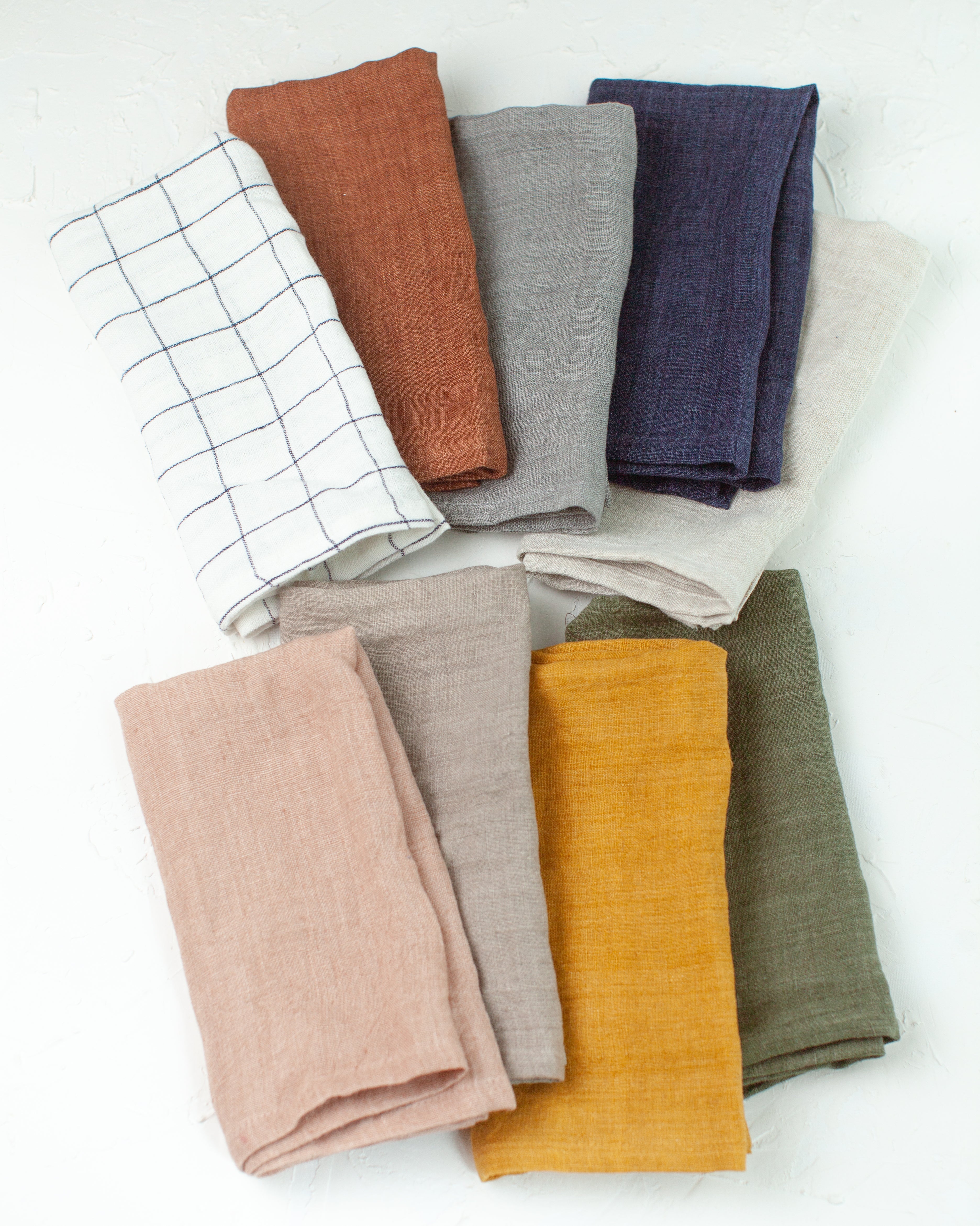 stone washed linen hemmed dinner napkins