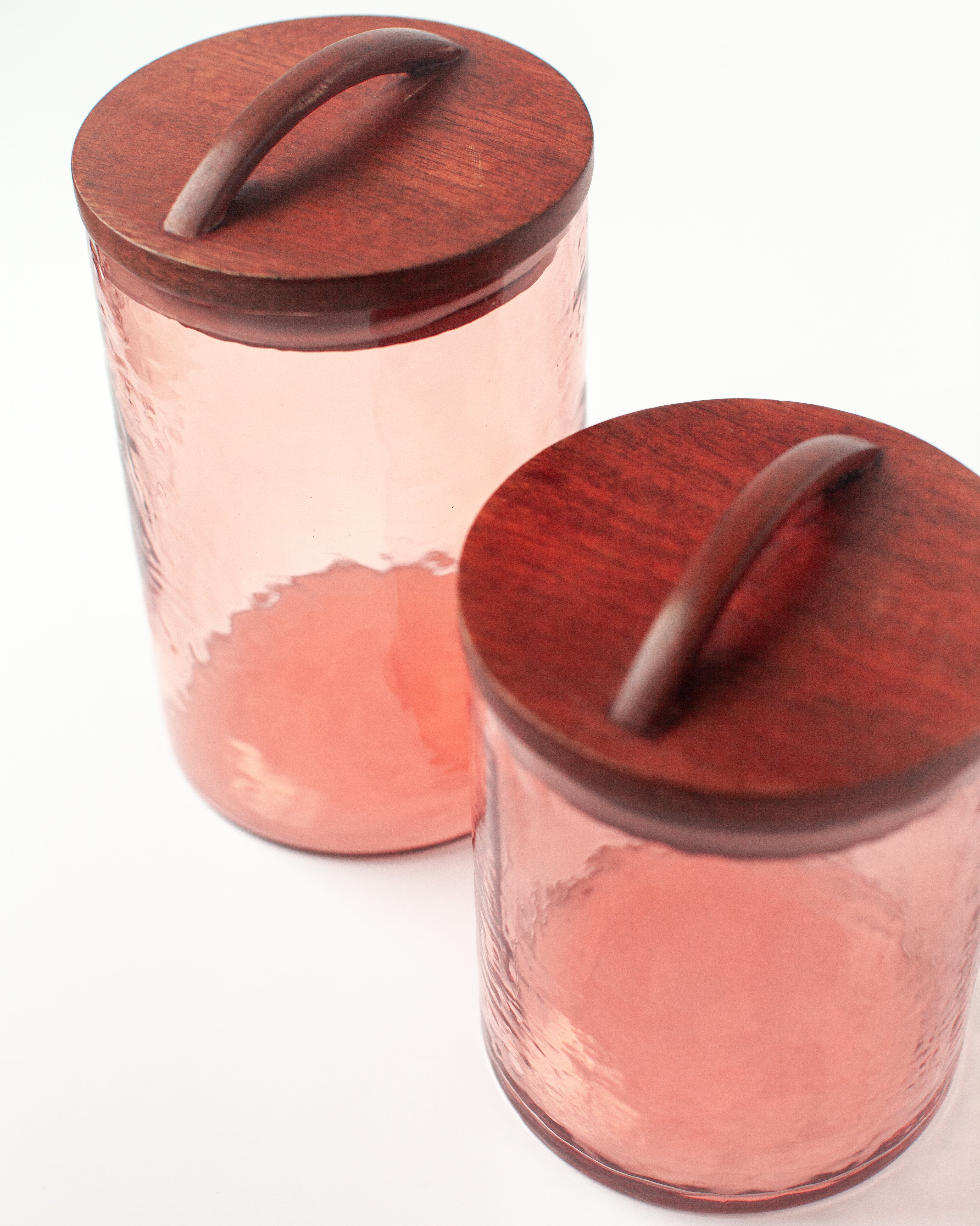 Medium Hammered Glass Canisters with Wood Lid