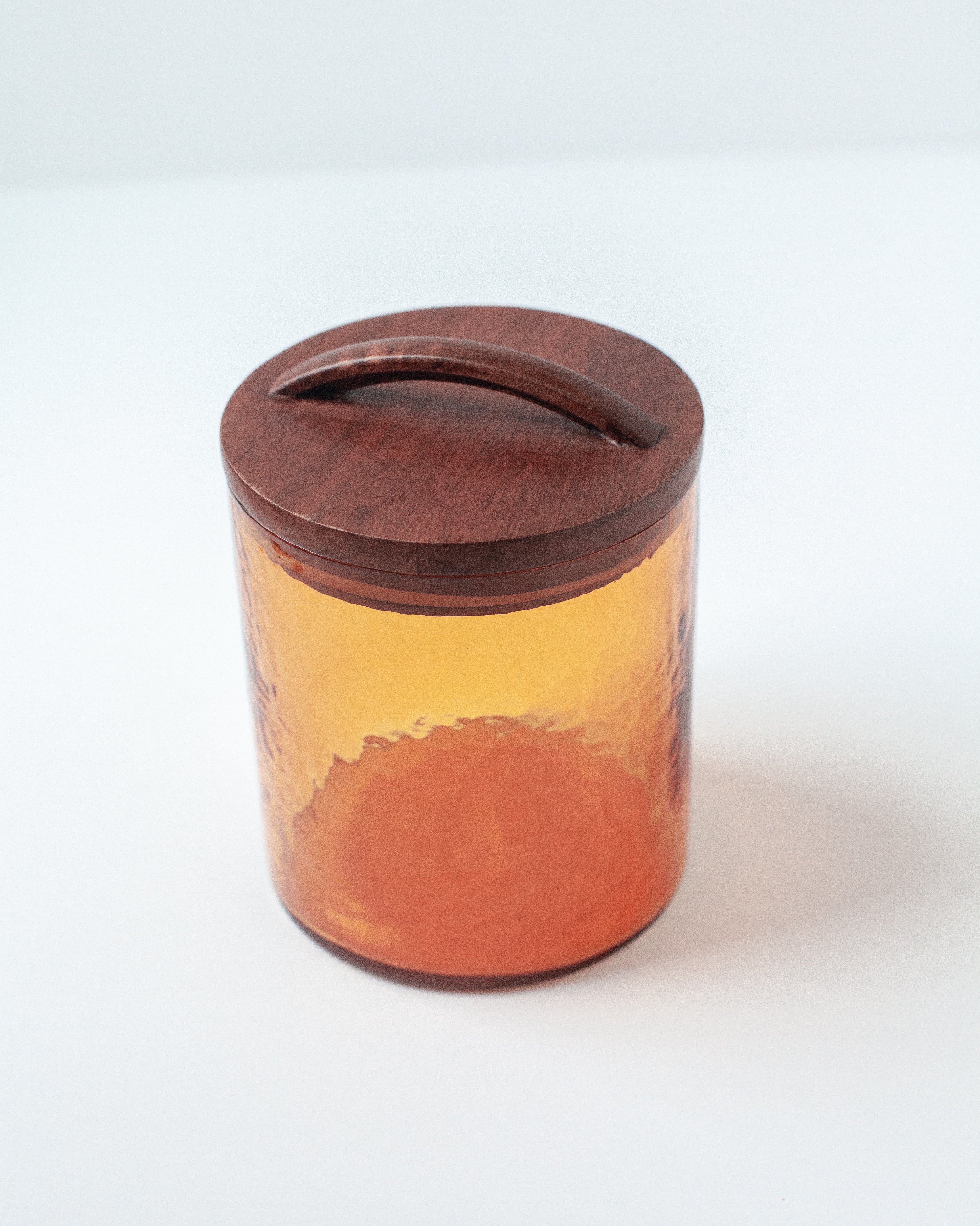 Medium Hammered Glass Canisters with Wood Lid