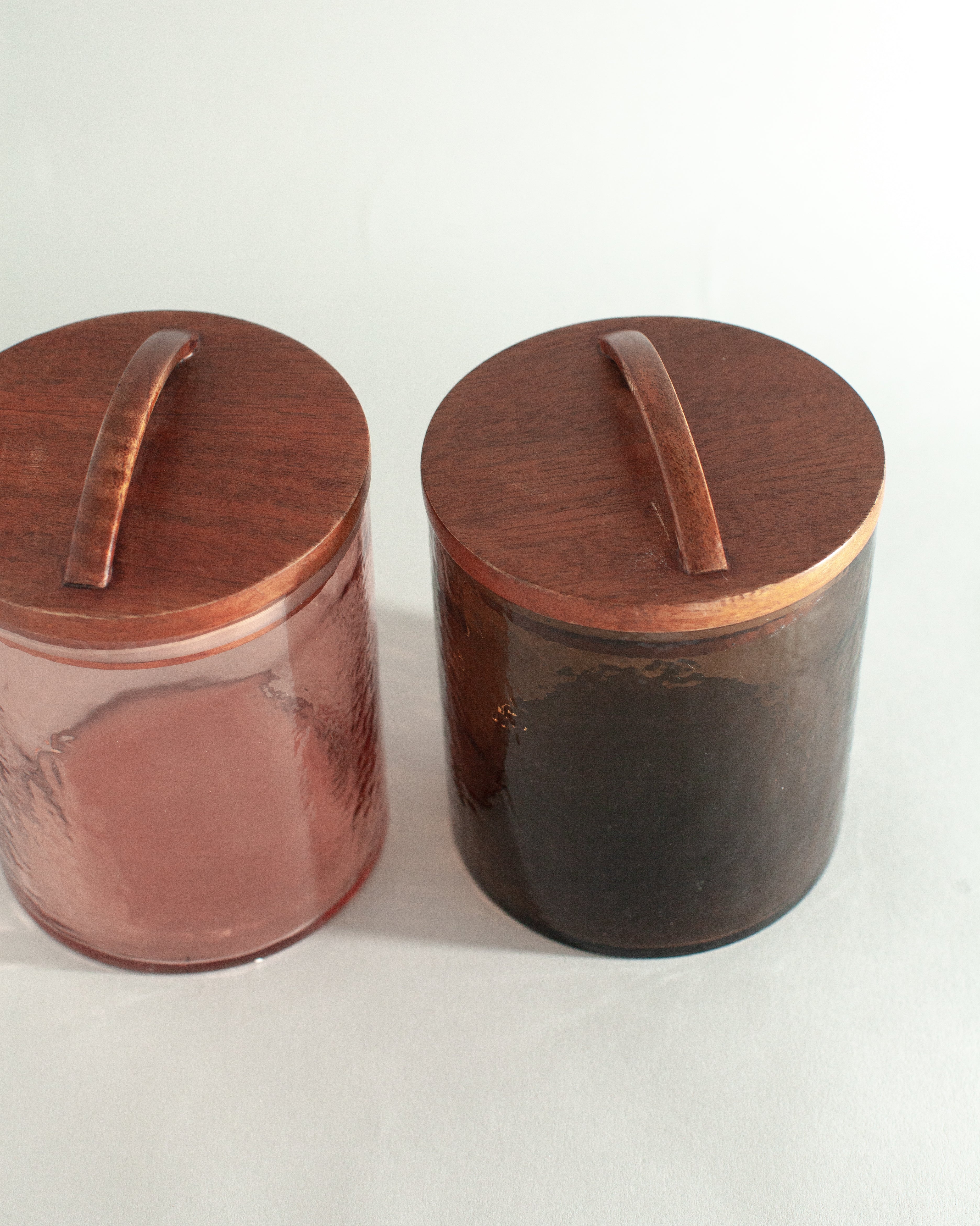 Medium Hammered Glass Canisters with Wood Lid