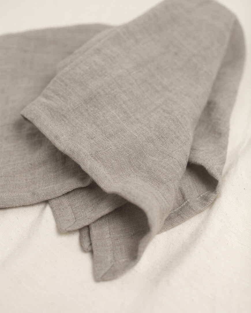 grey stone washed linen hemmed napkin