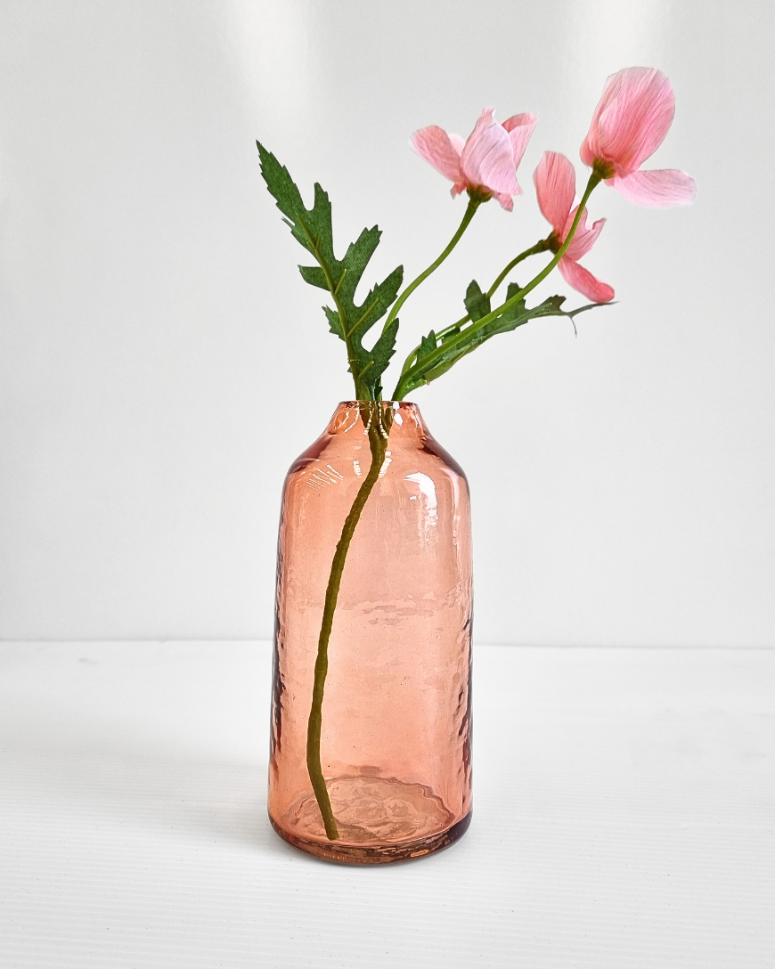 Handblown Hammered Glass Bud Vases