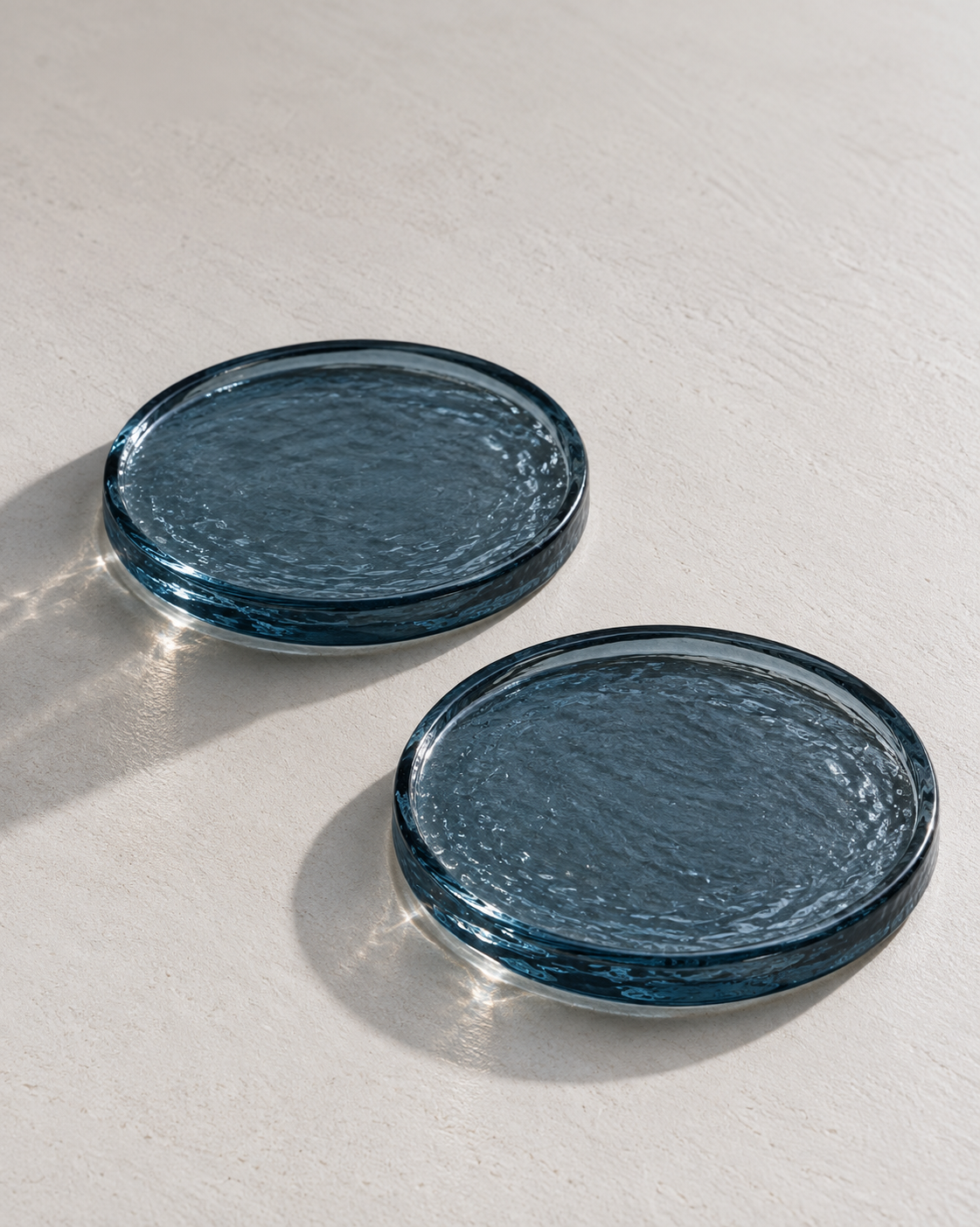 Hand-Hammered Glass Slab Coasters | Set of 2