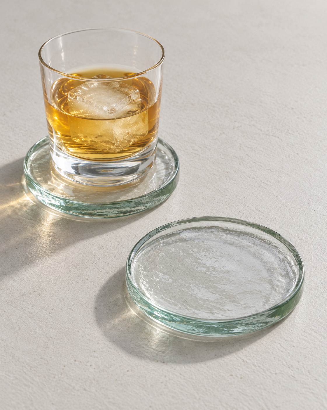 Hand-Hammered Glass Slab Coasters | Set of 2