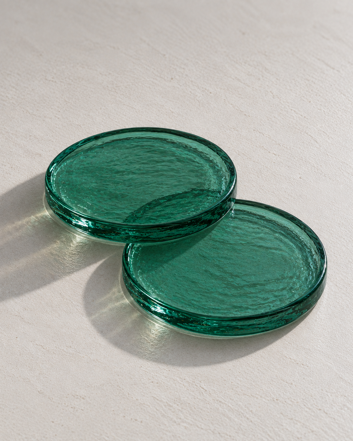 Hand-Hammered Glass Slab Coasters | Set of 2