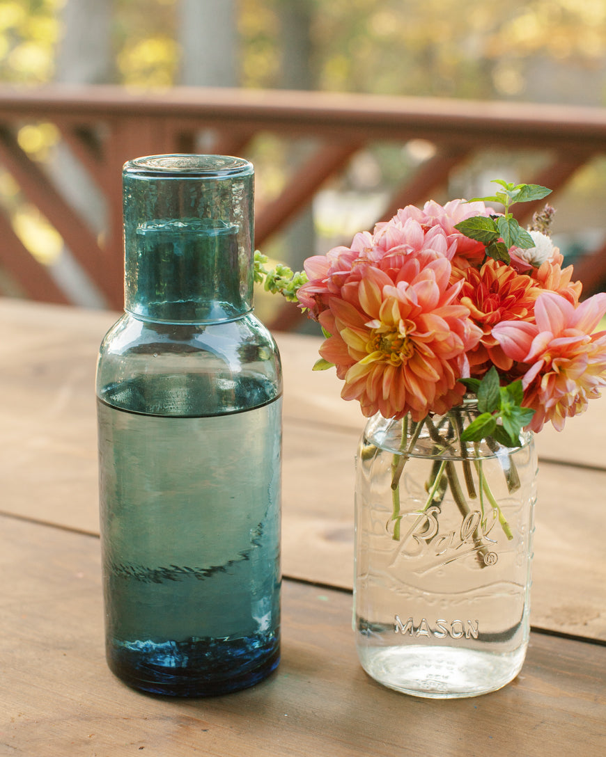 Handblown Hammered Glass Carafe