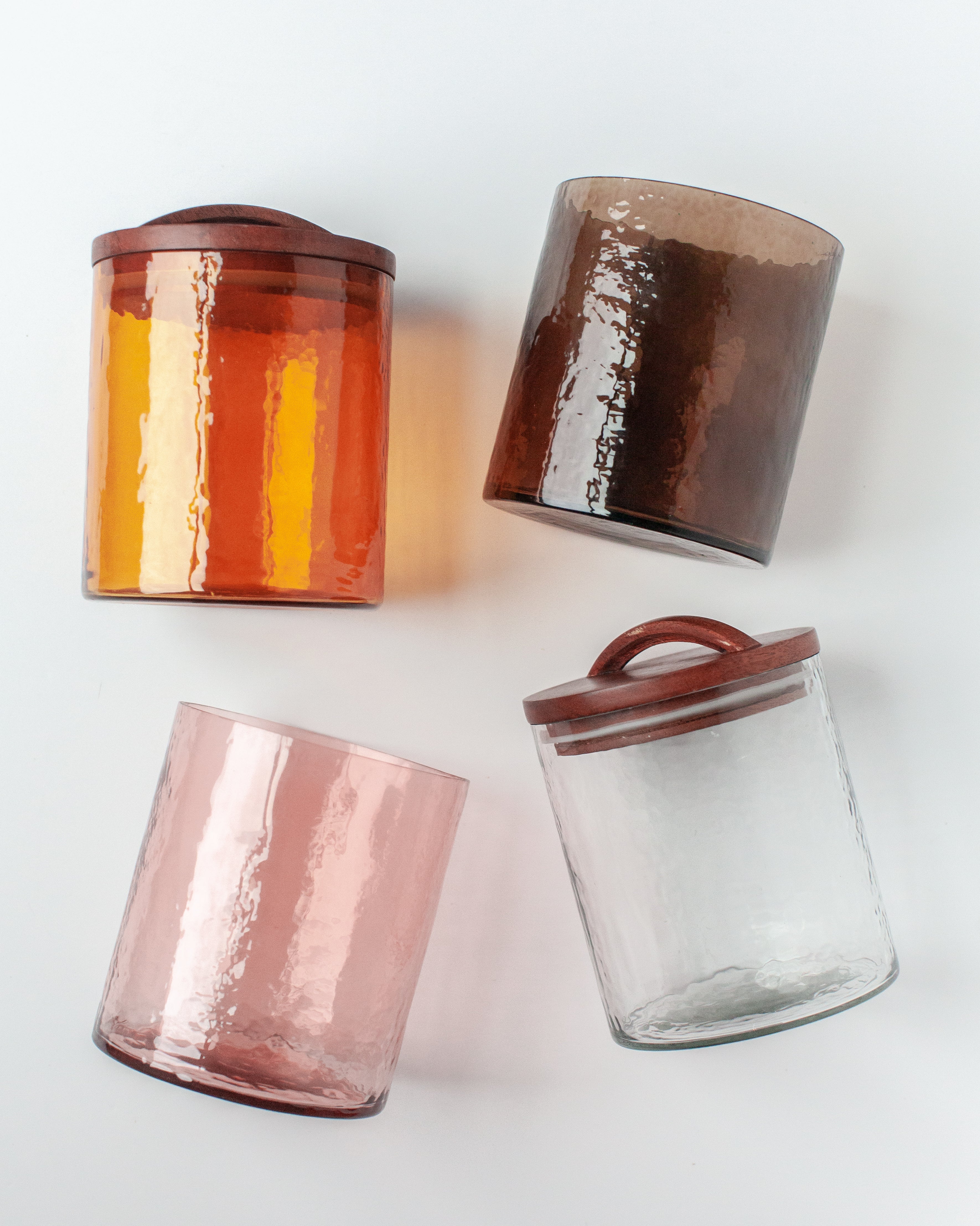 Handblown Hammered Glass Canisters | Small