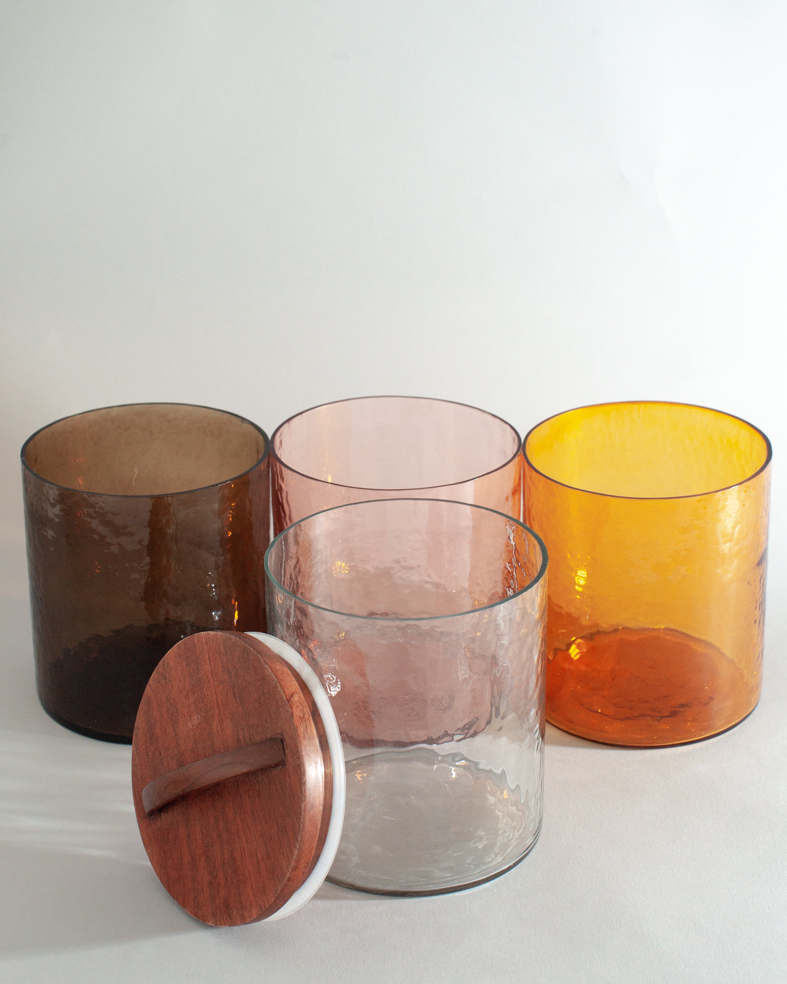 Handblown Hammered Glass Canisters | Small